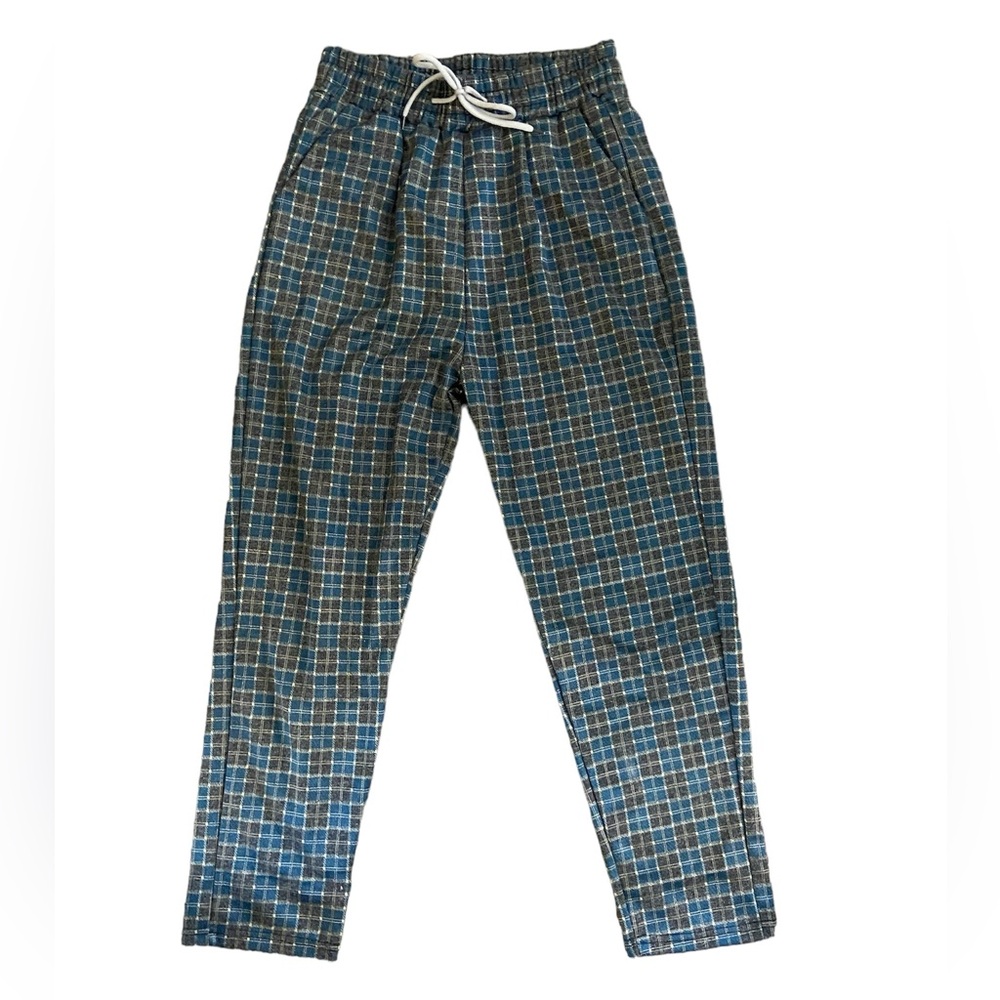 Straight Checkered Pants (blue & grey) | Checkered Skinny